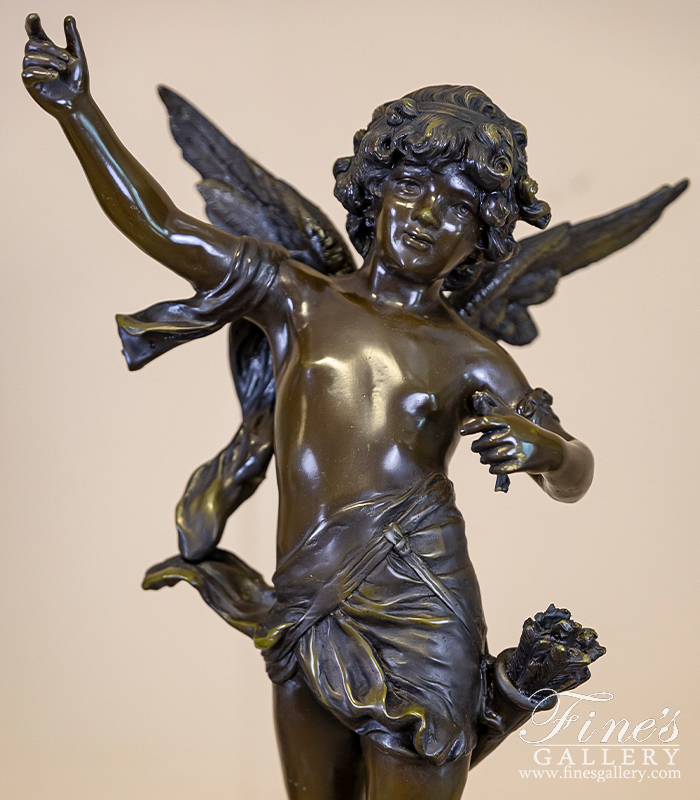 Bronze Statues  - Winged Cherub Boy - BS-1616